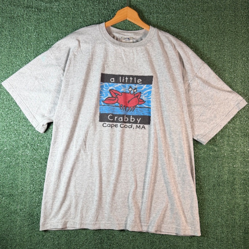 Adidas T-Shirt Mens Large Grey Good Vintage Cape Cod Crabby Graphic Tee